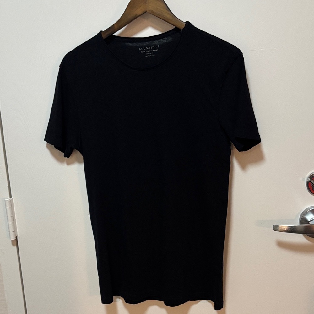 All Saints Women’s Crew Neck Tee Black Small Organic Cotton From Portugal